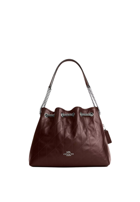( PREORDER ) Coach Evelyn With Quilting Shoulder Bag In Silver Maple CDR00