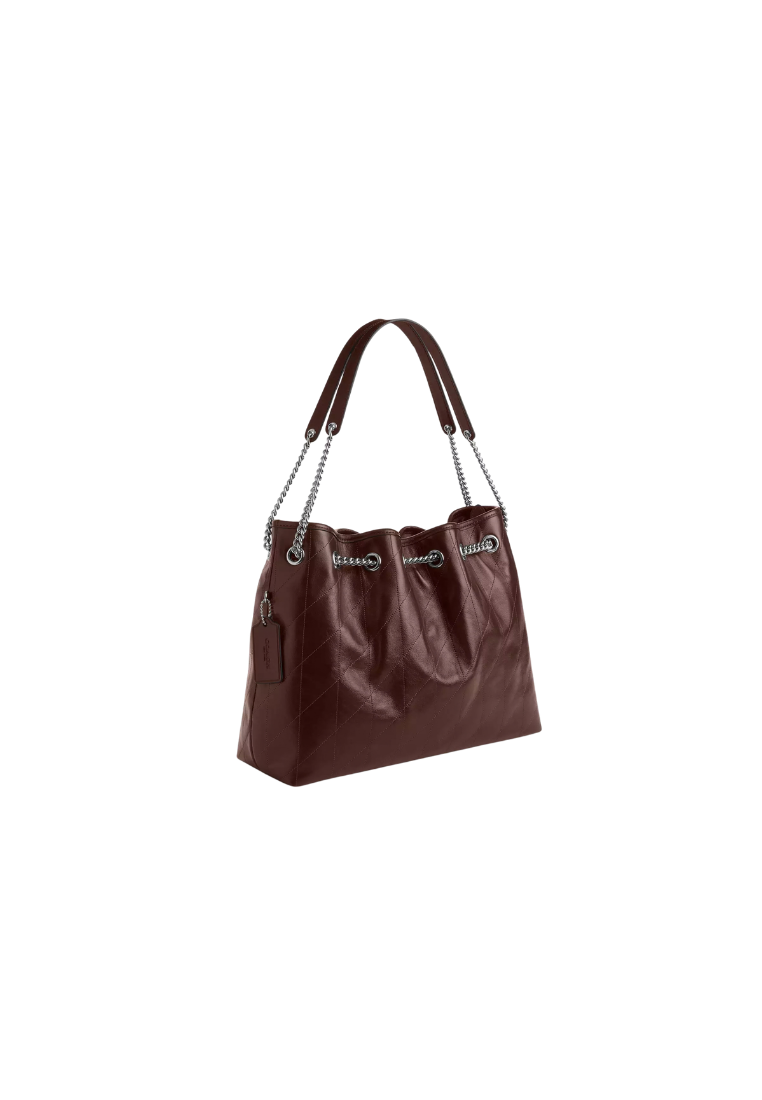 ( PREORDER ) Coach Evelyn With Quilting Shoulder Bag In Silver Maple CDR00