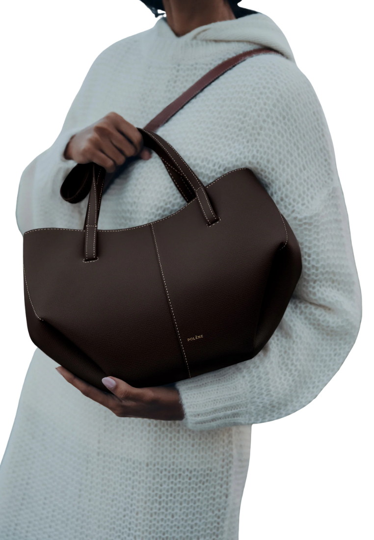 ( PREORDER ) Polene Cyme Mini Shoulder Bag In Textured Ebony