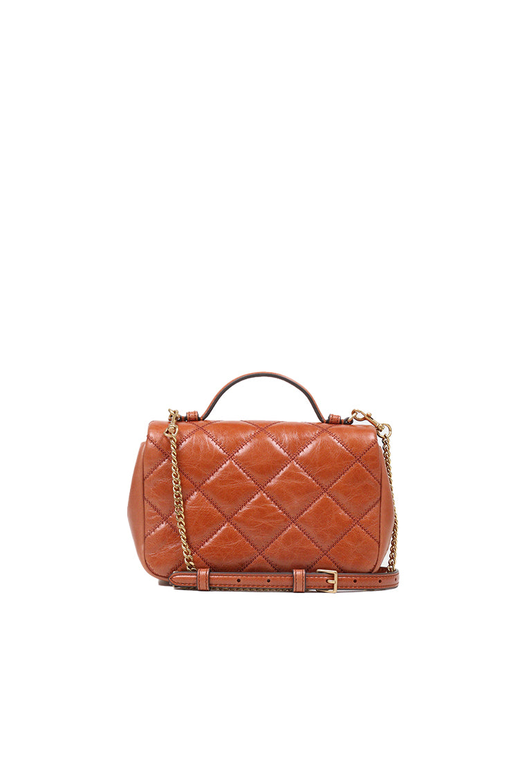 Tory Burch Willa Glazed Mini Top Handle In Dark Whiskey 156136