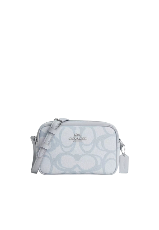 ( PREORDER ) Coach Mini Jamie In Sketch Signature Canvas Crossbody Bag In Silver Ice Blue CBL94