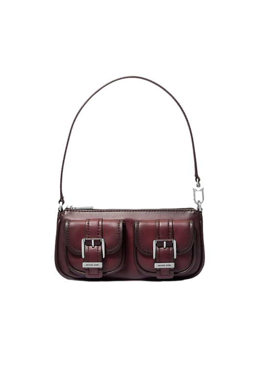 ( PREORDER ) Michael Kors Zoe Small Burnished Leather Pochette In Oxblood 32F5TZCU1O