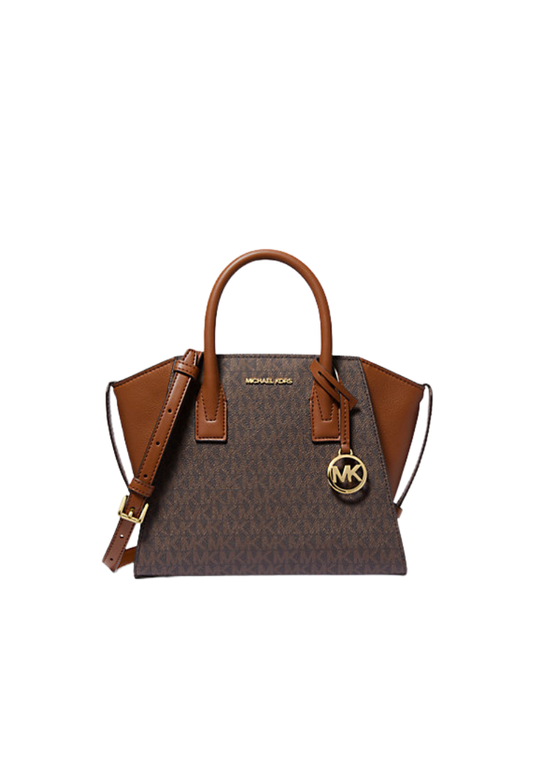 ( PREORDER ) Michael Kors Avril Small Logo and Leather Satchel Bag In Brown 35F4G4VS1B
