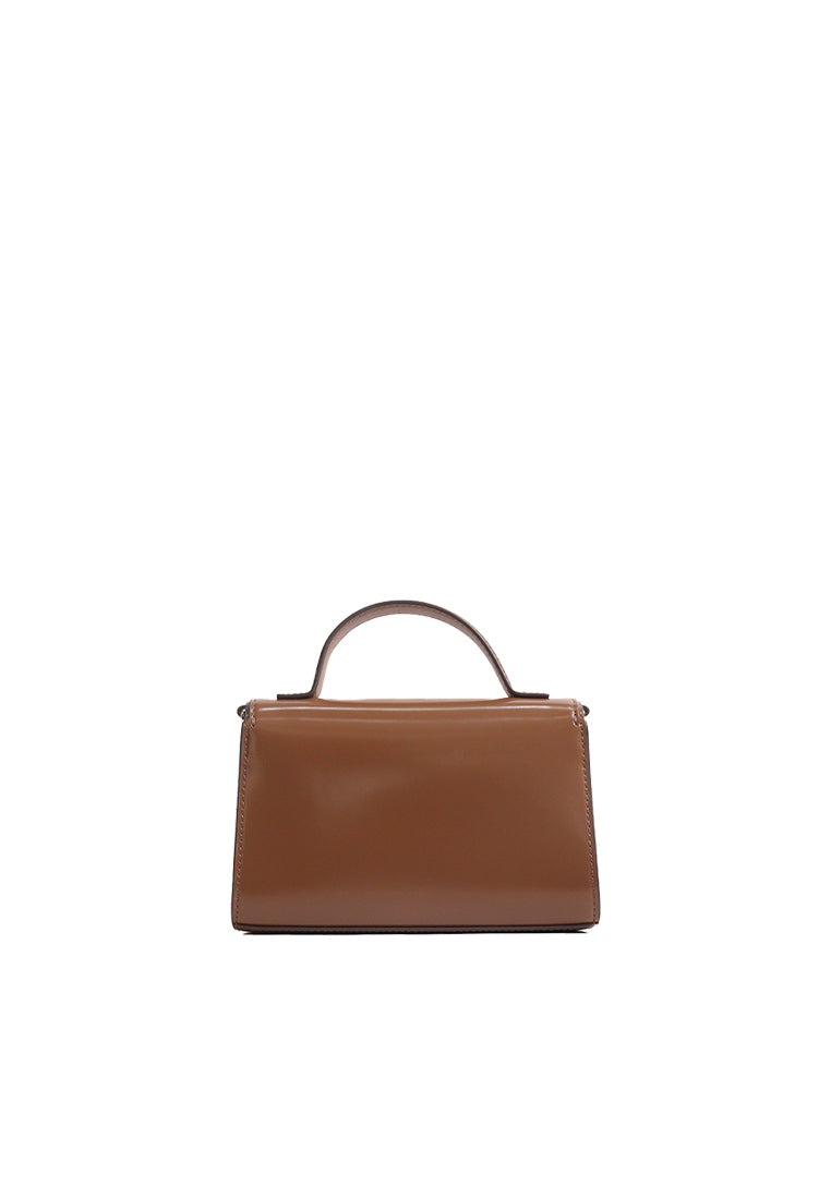 Tory Burch Emerson Patent Mini Top Handle In Rich Walnut 176967