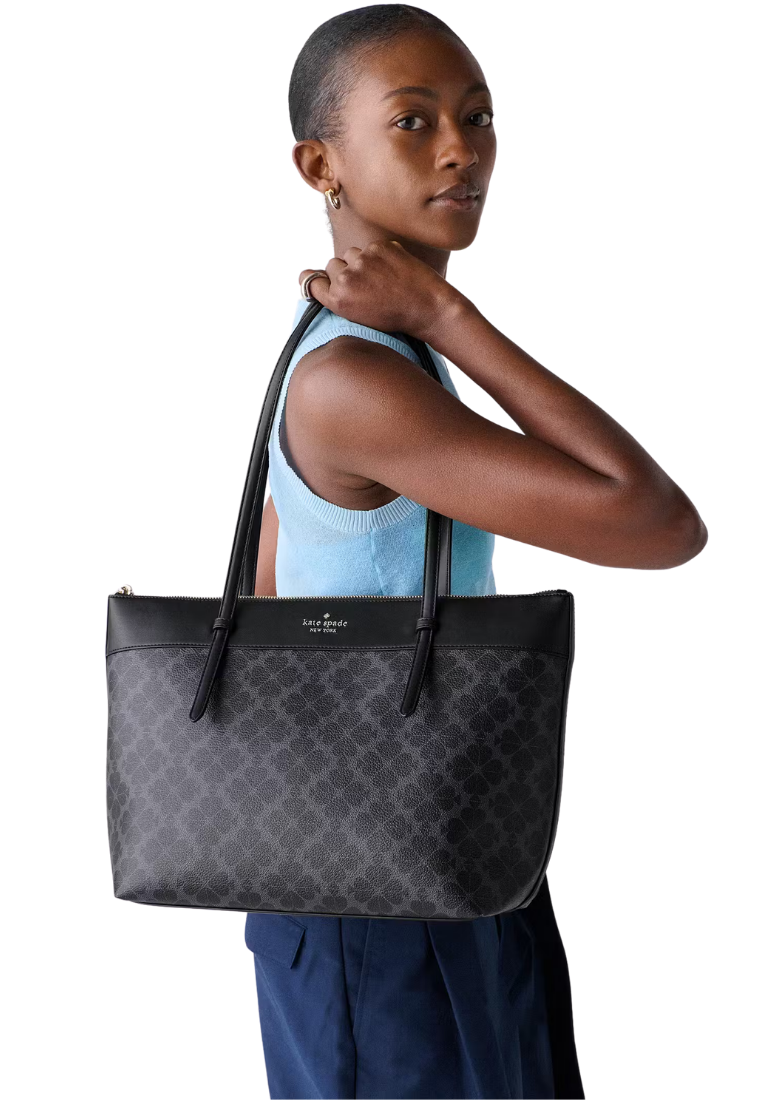 ( PREORDER ) Kate Spade All Day Spade Flower Tote Bag In Black KO142