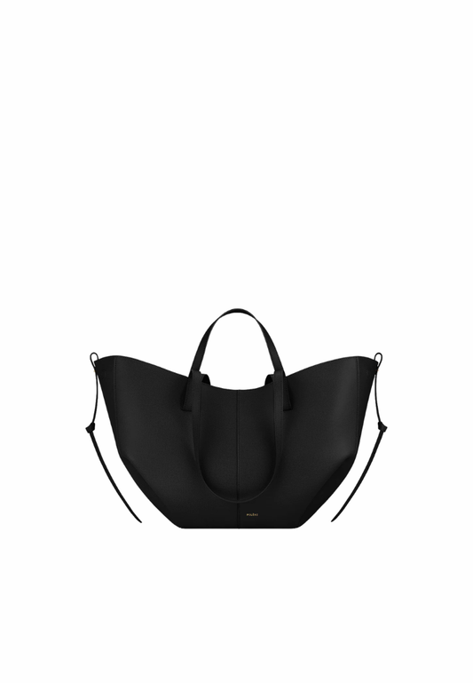 ( PREORDER ) Polene Cyme Tote Bag In Textured Black