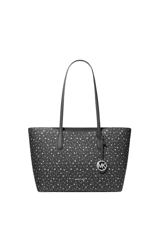 ( PREORDER ) Michael Kors Arden Large Printed Signature Logo Top-Zip Tote Bag In Black 35F5S4XT3I