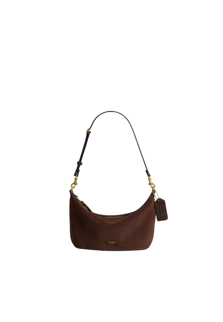 ( PREORDER ) Coach Demi Suede Shoulder Bag In Dark Chocolate CFT41
