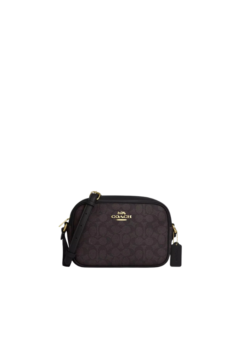 Coach Mini Jamie Camera Bag Signature Canvas In Walnut Black CZ186