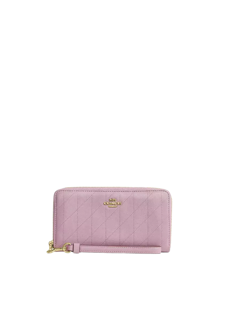 Coach Long Zip Around Wallet With Quilting In Carnation CEL63