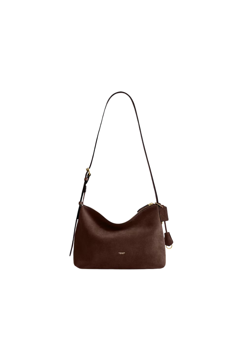 ( PREORDER ) Coach Mott 33 Suede Messenger Bag In Dark Chocolate CCW77