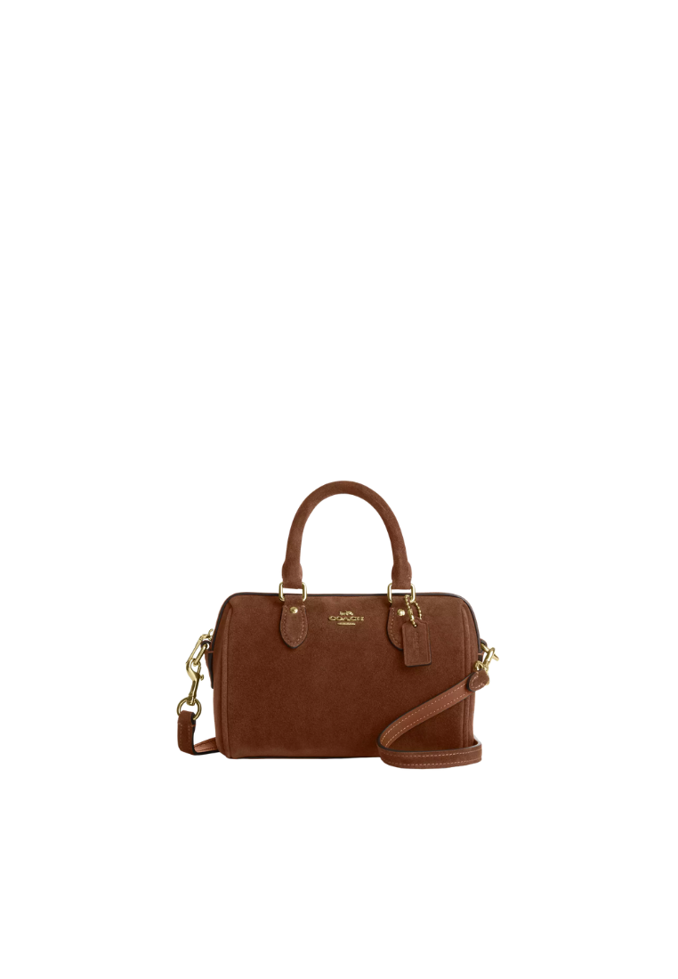 ( PREORDER ) Coach Mini Rowan Suede Crossbody Bag In Warm Brown CEQ65