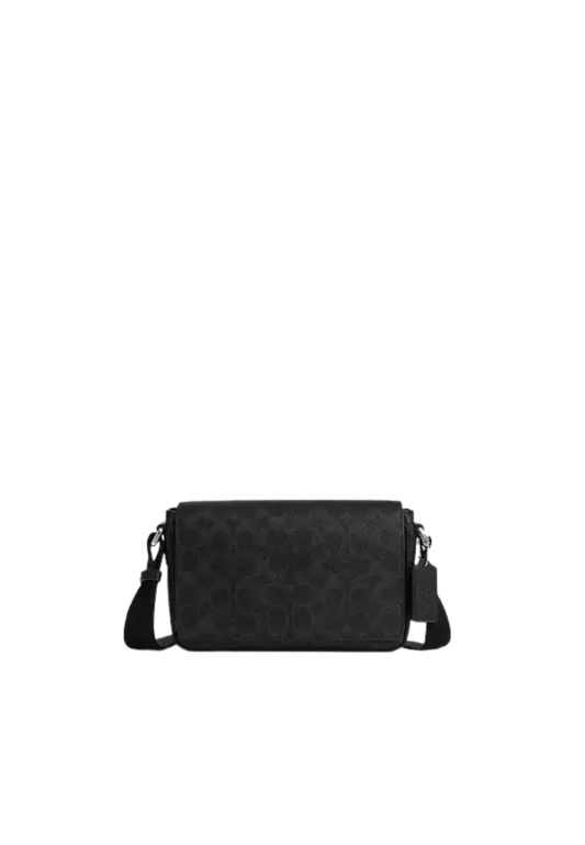 Coach Jack Small Flap Crossbody Bag In Signature Canvas In Black CDZ95