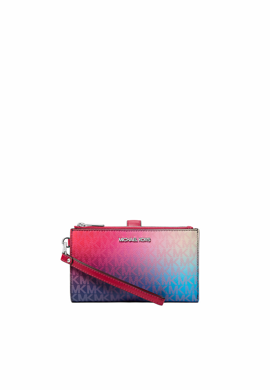 Michael Kors Jet Set Large Ombre Signature Logo Wallet In Dark Raspberry Multi 35F5STVW3B