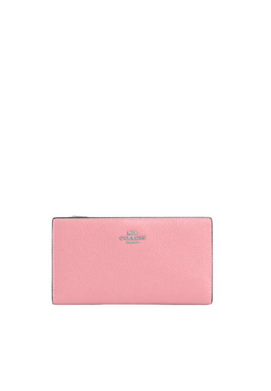 Coach Slim Zip Wallet In Flower Pink C8329