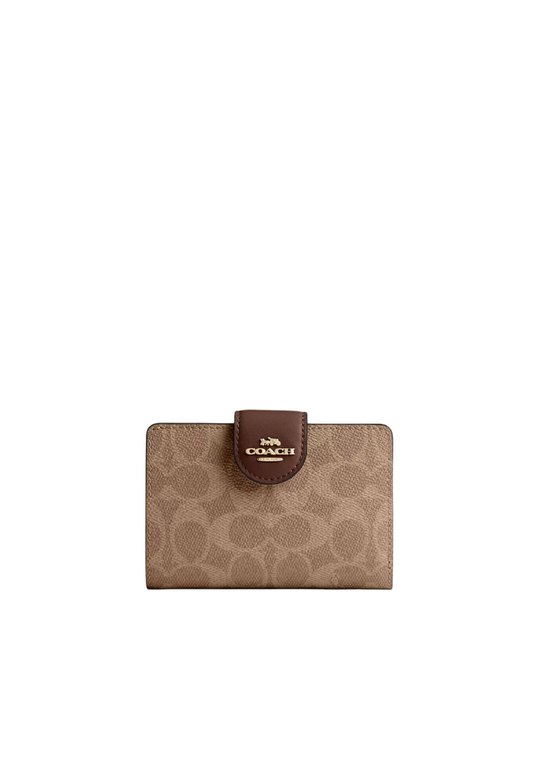 Coach Corner Zip Wallet Medium Signature In Tan Brown CW786