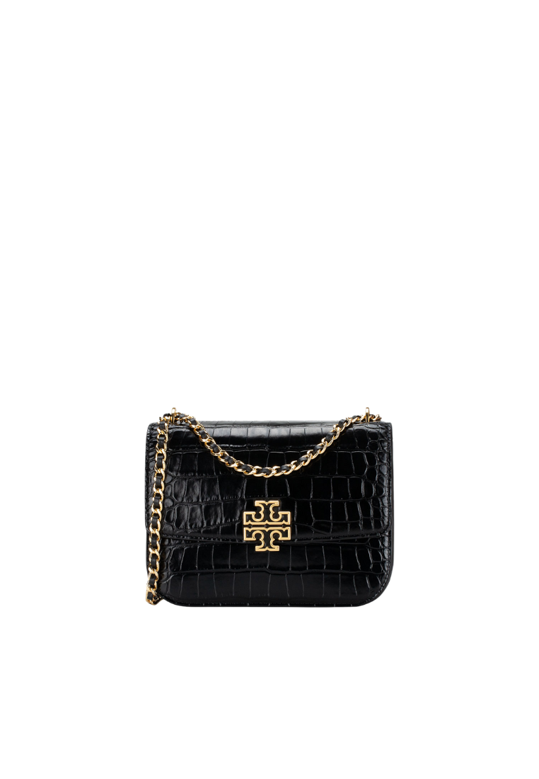 Tory Burch Britten Embossed Adjustable Shoulder Bag In Black 141029