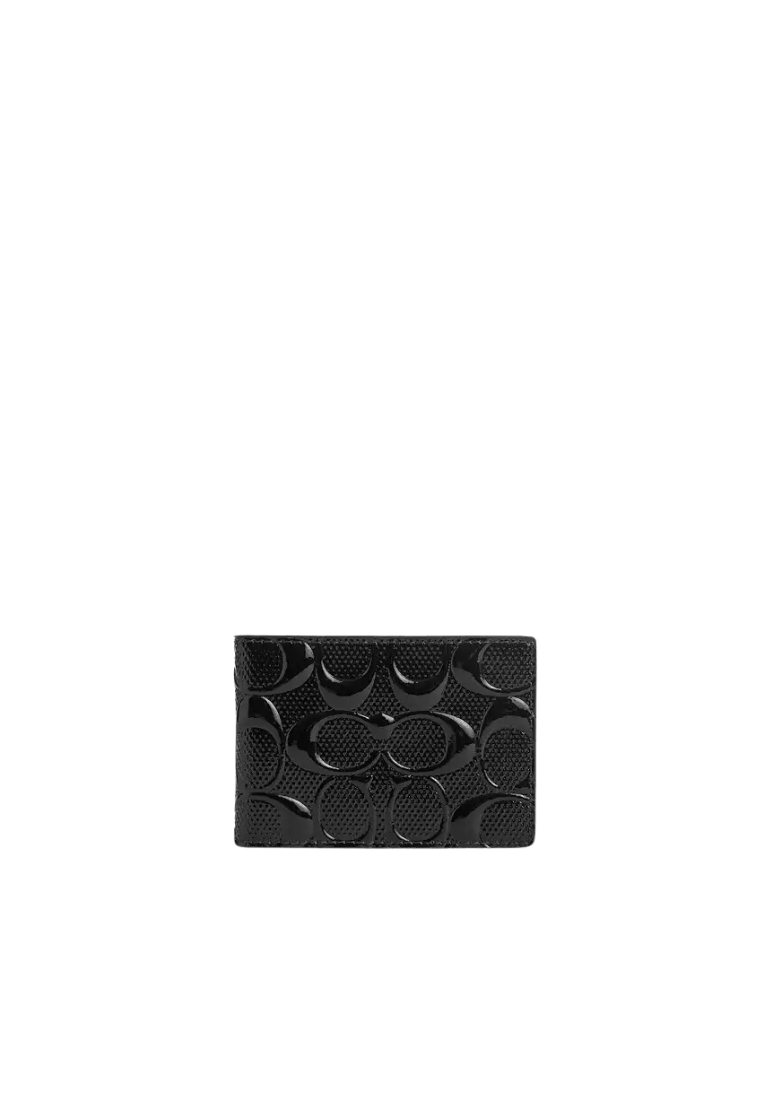 Coach Billfold Compact Wallet Signature In Black CV423