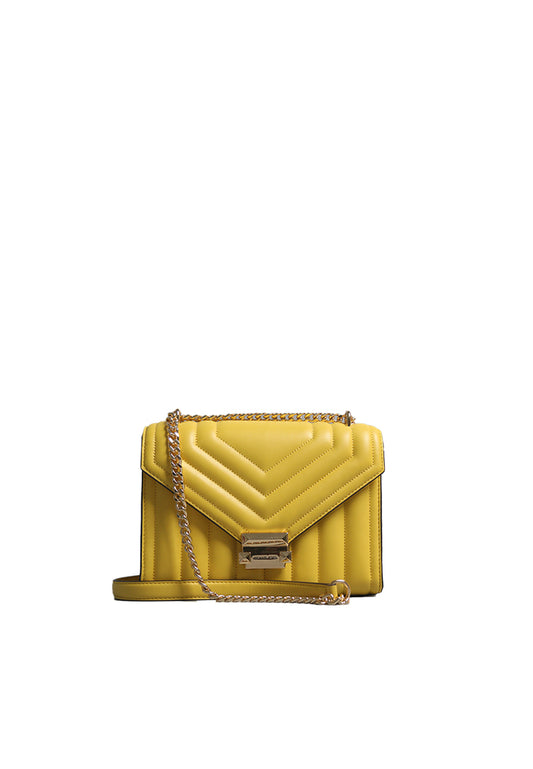 Michael Kors Whitney Medium Quilted Flap Shoulder Bag In Golden Yellow 35R4GWHL6U