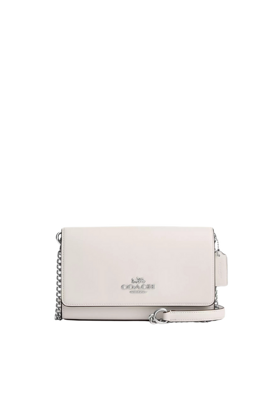 ( PREORDER ) Coach Flap Clutch Bag In Silver Chalk CP034