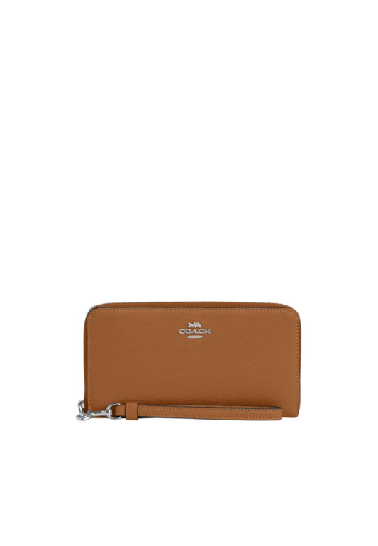 Coach Long Zip Around Wallet In Light Saddle C4451