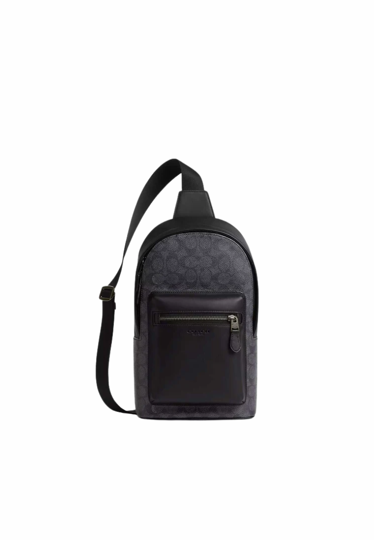 Coach West Pack Crossbody Bag In Charcoal Black CV924