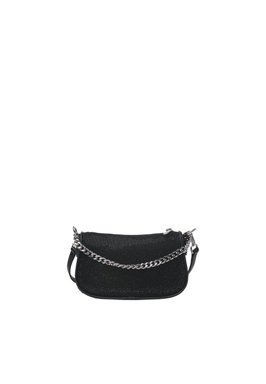 Michael Kors Carmela Small Pouchette Rhinestone Chain Shoulder Bag In Black 35F4S1QC1S