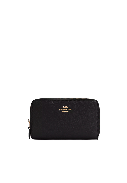 Coach Medium ID C4124 Zip Wallet In Black