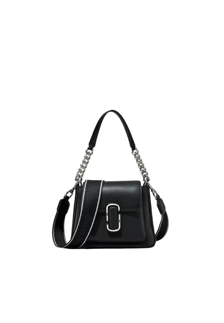 Marc Jacobs The Leather J Marc Satchel Bag Mini Chain In Black Silver 2F4HSC005H04