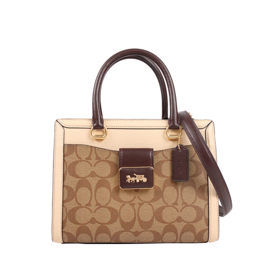 ( AS IS ) Coach Grace Carryall CC142 With Signature Canvas In Ivory Multi