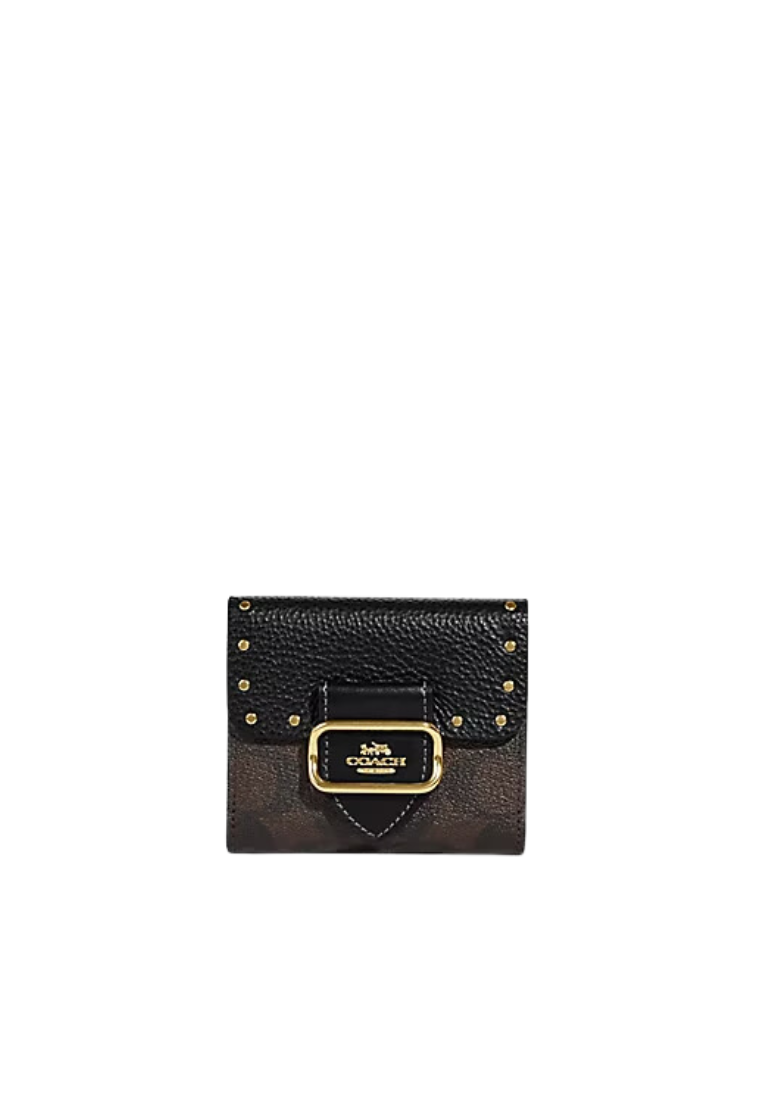 Coach Small Morgan CF471 Wallet In Colorblock Signature Canvas With Rivets