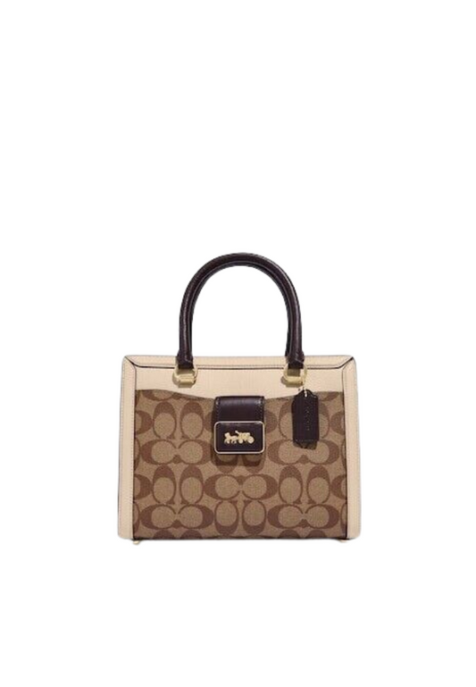 ( AS IS ) Coach Grace Carryall CC142 With Signature Canvas In Ivory Multi