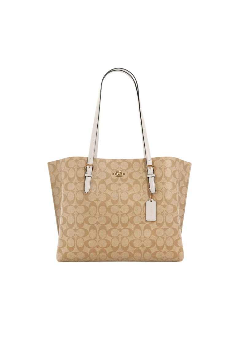 Coach Mollie Tote Bag In Signature Canvas In Light Khaki Chalk 1665