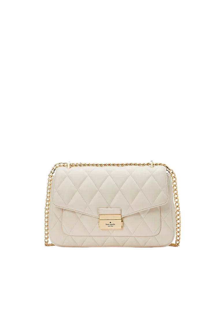 ( AS IS ) Kate Spade Carey Quilted Leather Medium Shoulder Bag In Parchment KA766