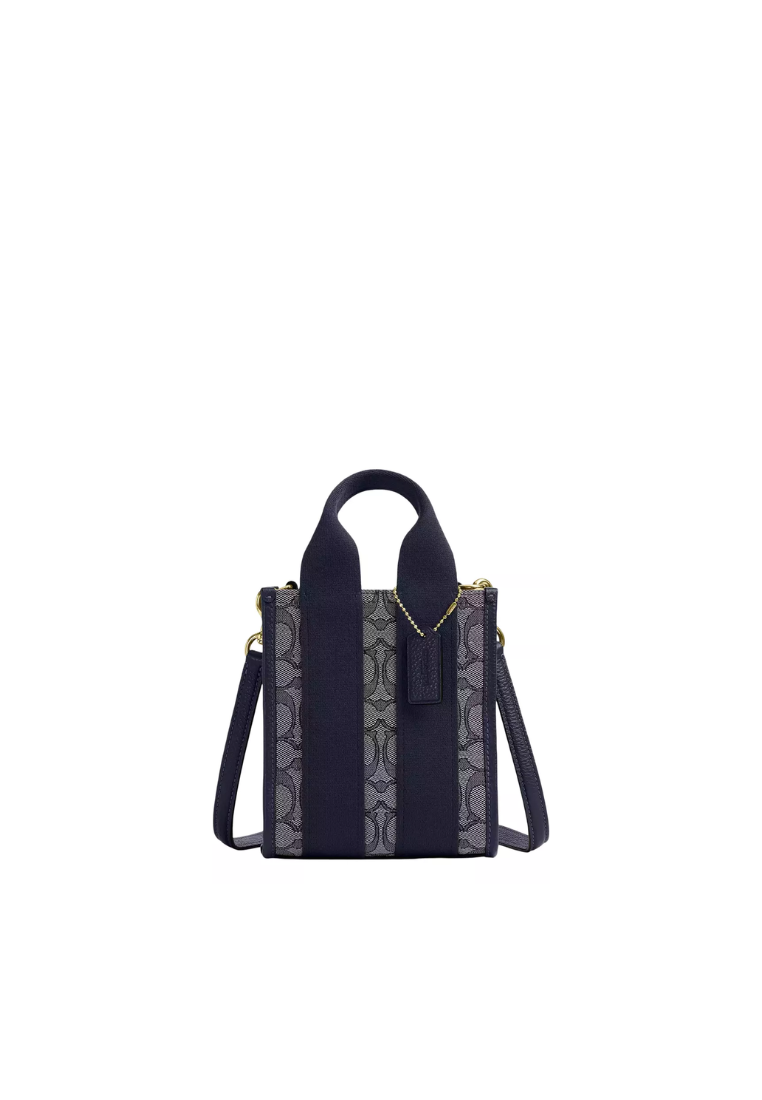 Coach Smith Mini Tote Bag In Signature Jacquard In Midnight Navy CCL75
