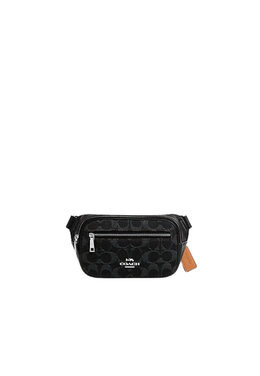Coach Mini Belt Bag Signature Denim In Black CQ186