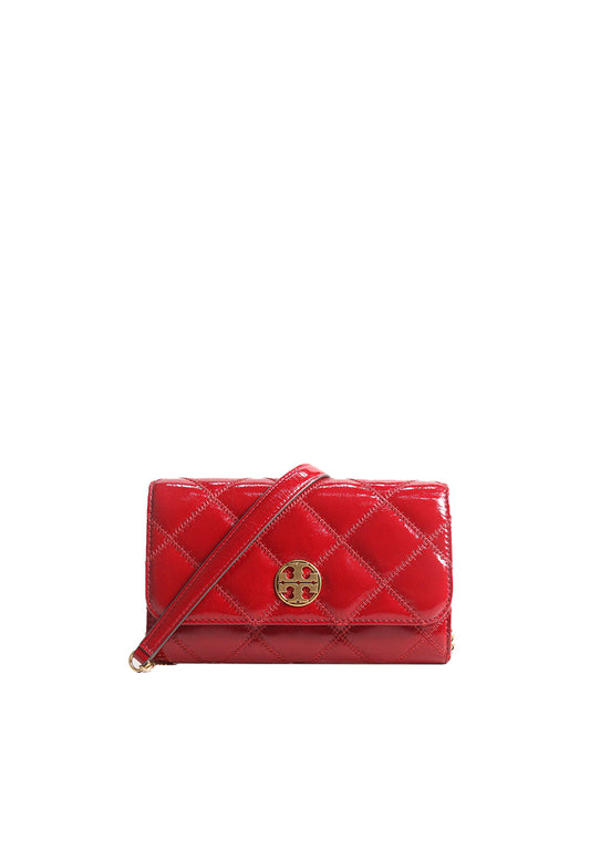 Tory Burch Willa Shine Chain Wallet In Berry 164057