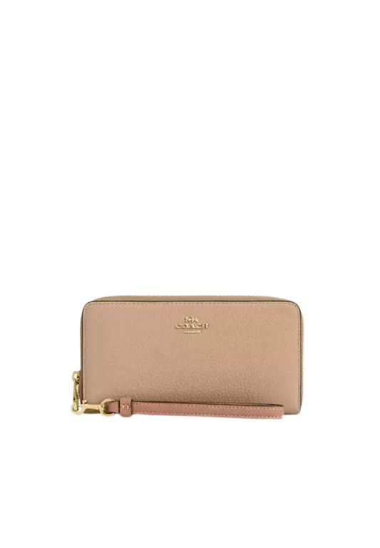 Coach Long Zip Around Wallet In Cream Peach CBR67