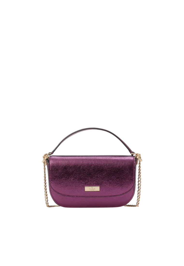 Kate Spade Krista Metallic Chain Flap Crossbody Bag In Dark Raspberry KI955