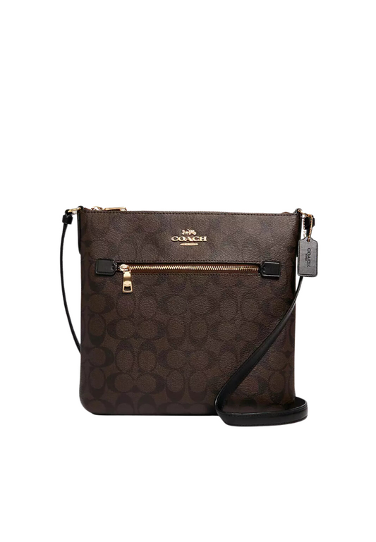 Coach Signature Rowan File C1554 Crossbody Bag In Brown Black