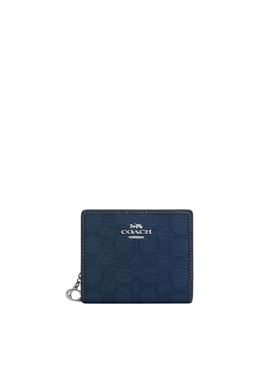 Coach Snap Wallet In Signature Jacquard In Dark Denim CU401