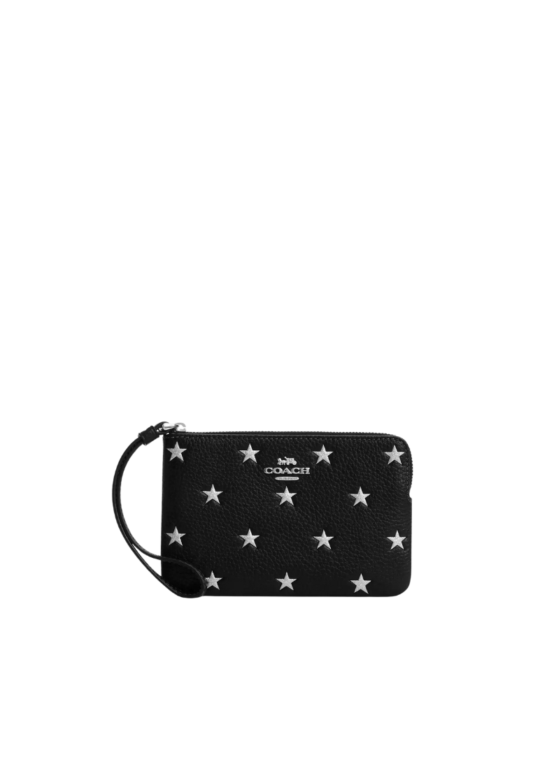 Coach Corner Zip Wristlet With Star Print In Black Multi CW865