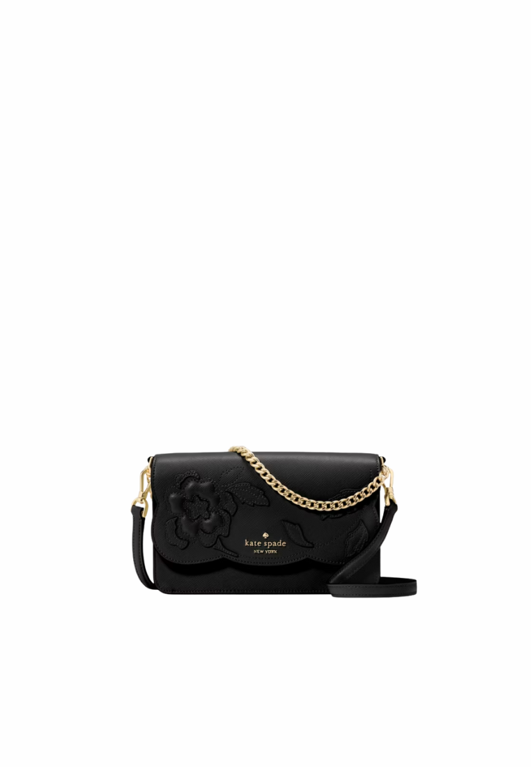 Kate Spade Madison Floral Applique Willow Crossbody Bag In Black KL869