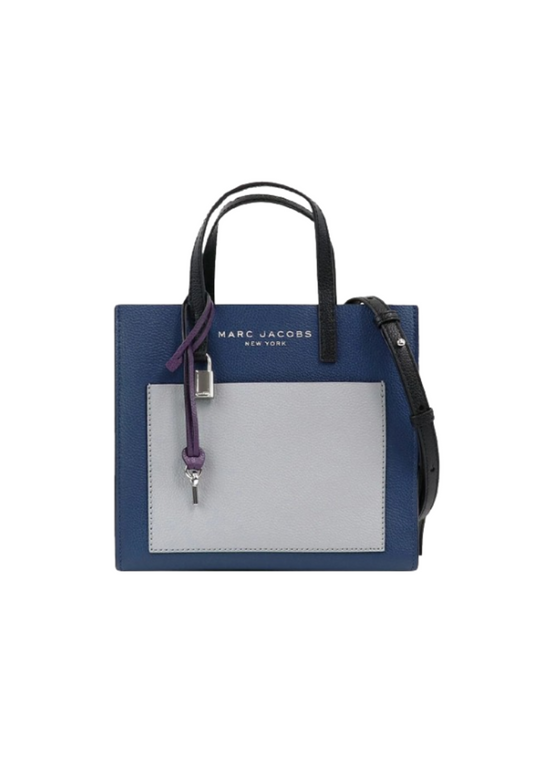 Marc Jacobs Mini Grind M0016132 Colorblock Leather Tote Bag In Azure Blue Multi