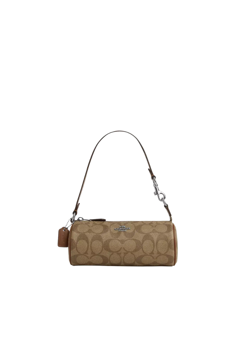Coach Nolita Barrel Handbag In Signature Canvas In Khaki Saddle CP475