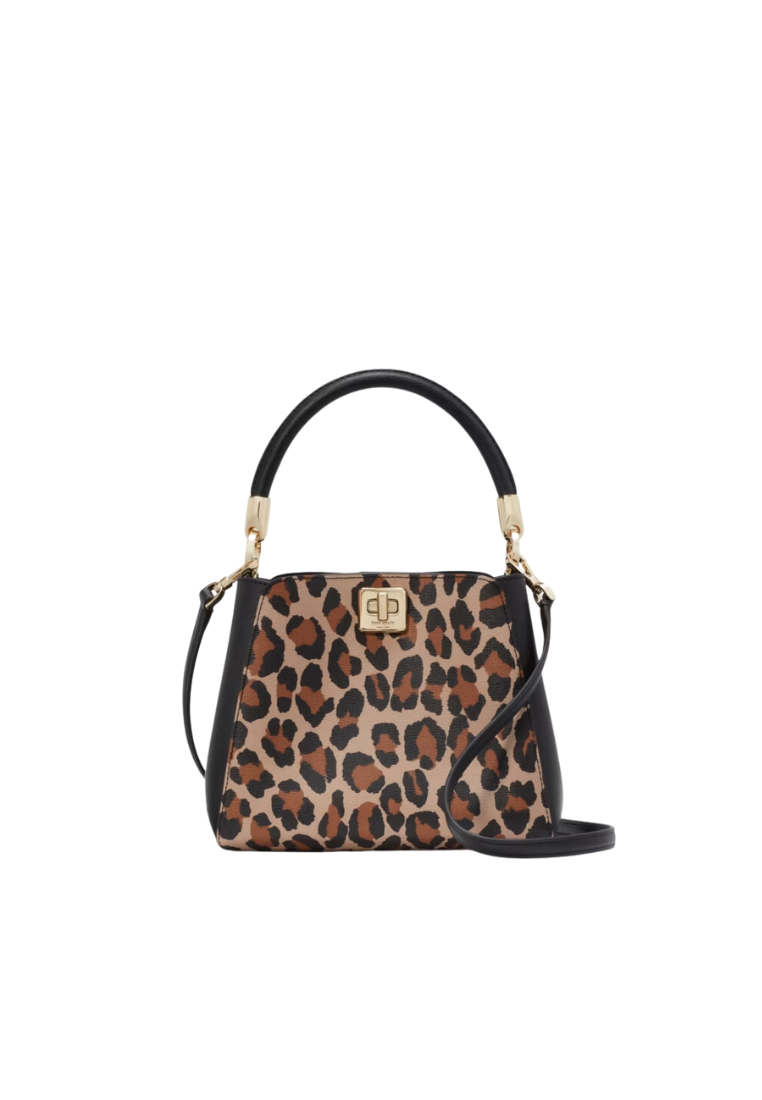 Kate Spade Phoebe Small Spotted Leopard Top Handle Satchel Bag In Brown Multi KH486