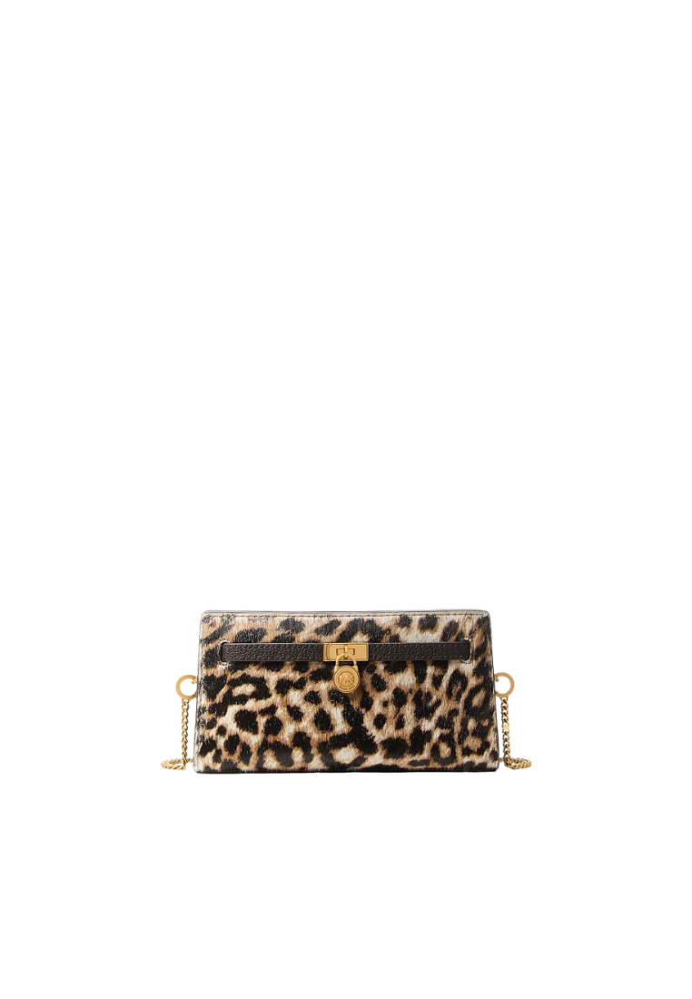 ( PREORDER ) Michael Kors Hamilton Moderne Extra-Small Leopard Print Calf Hair Convertible Shoulder Bag In Burnt Khaki 32F6ANXC0H