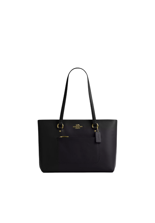 Coach Station Crinkle Leather Tote Bag In Black CEA65
