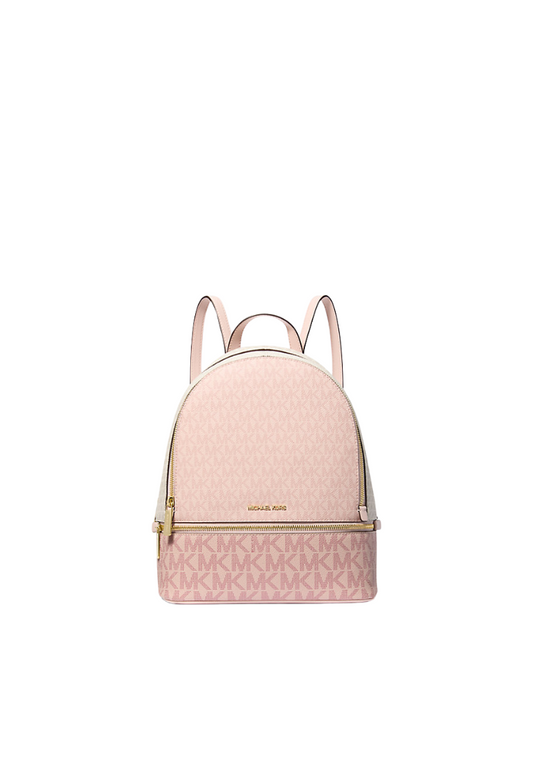 Michael Kors Rhea Medium Backpack Signature Logo In Powder Blush Multi 35S5Grab6V