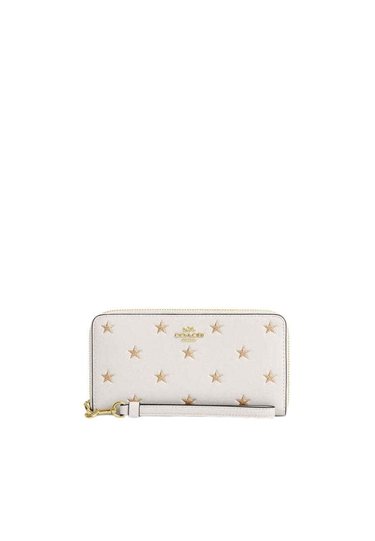 Coach Long Zip Around Wallet With Star Print In Chalk Multi CW479